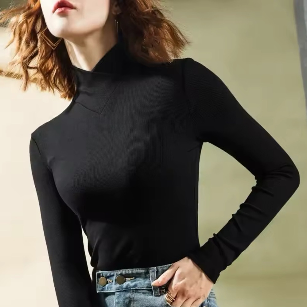 NEW Elegant black long sleeve top, warm/thick material size 8 36”Bust, 30”Waist